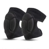 A pair of black thick cushioned knee pads designed for gardening, work, and sports.