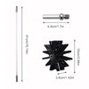 A cleaning brush kit featuring a long metal rod and a black fan-shaped brush for vent cleaning.