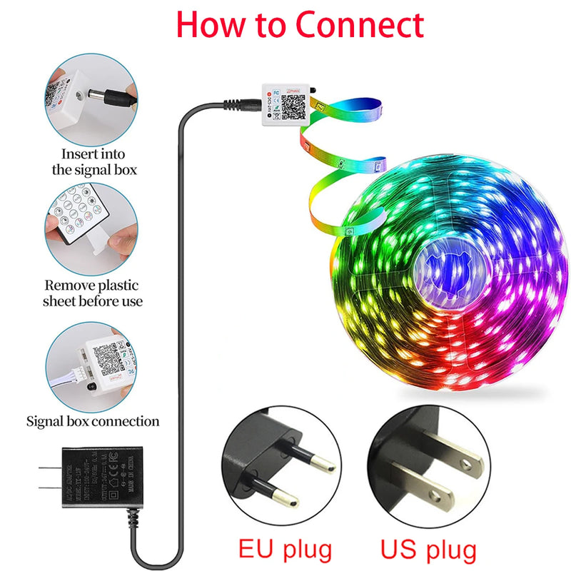 Music-Sync RGB LED Strip Lights with App & Remote Control