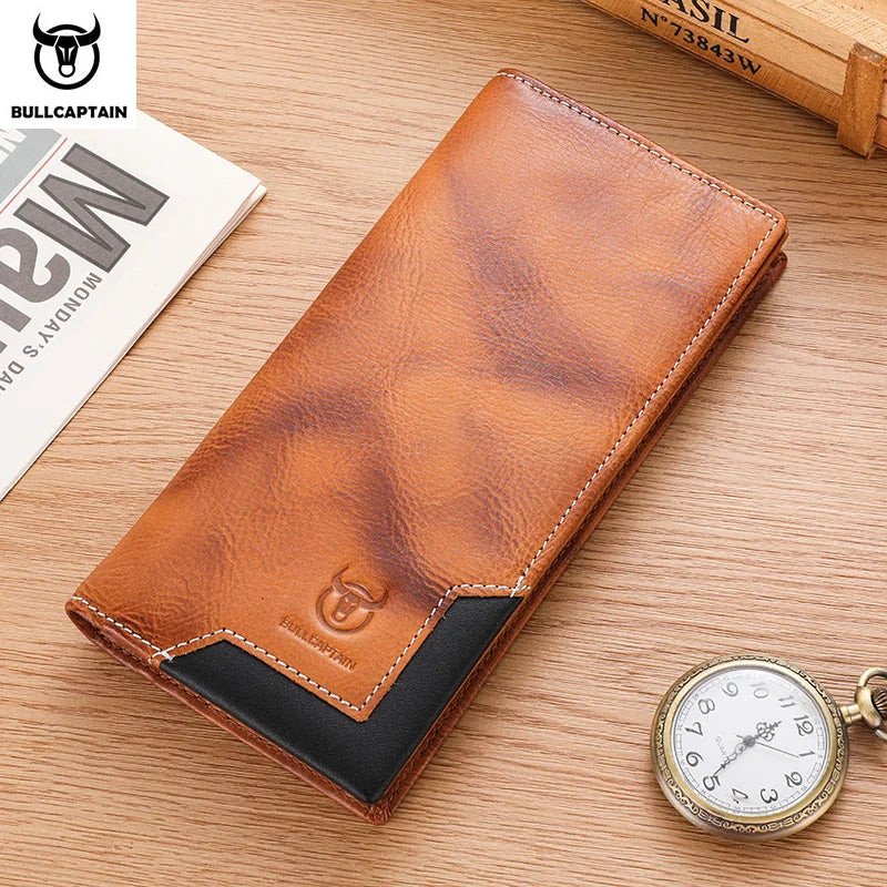 Men's Genuine Leather RFID Blocking Long Wallet with Card Holder