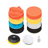 A set of 11 self-adhesive sponge polishing pads in various colors including orange, yellow, blue, and black.
