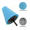 A drill polishing sponge cone kit showing a blue foam cone and a metal drill attachment.