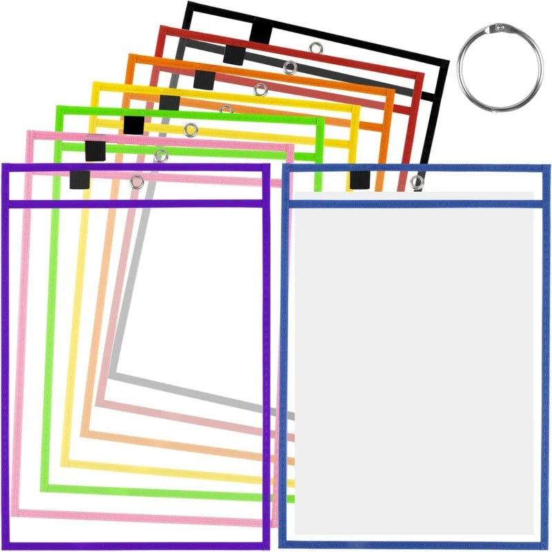 Reusable Dry Erase Pockets (10-Pack) for Classroom Learning