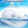 A white hat cleaning cage with a honeycomb mesh design is shown being washed under water.
