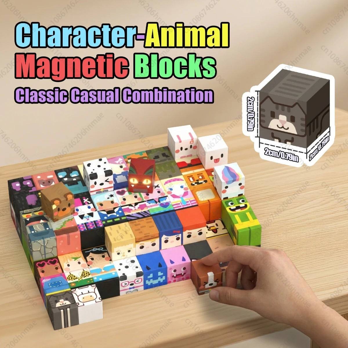Magnetic Building Blocks with Mini Worlds and Character Figures