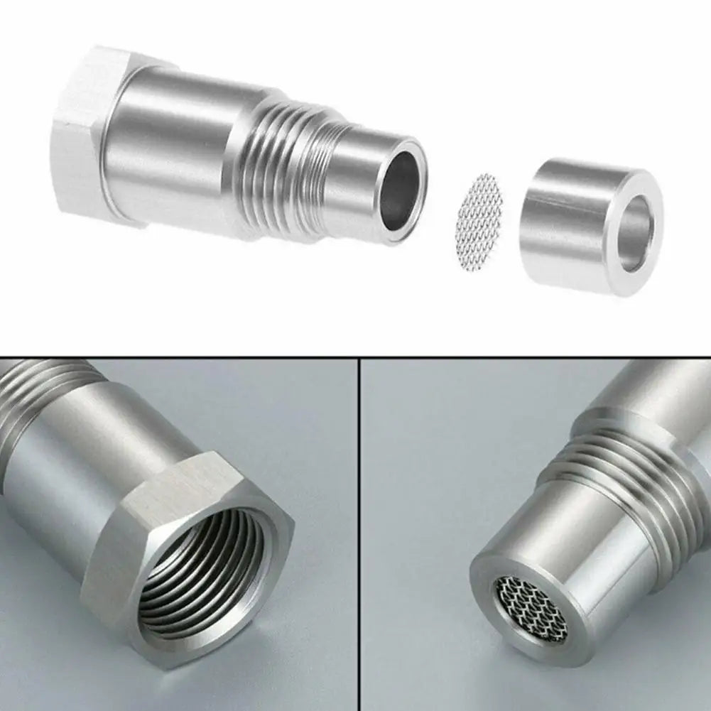 Silver oxygen sensor adapter components including a cylindrical fitting and a mesh filter
