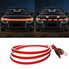 Red LED light strip for car hood and grille, shown with wiring.