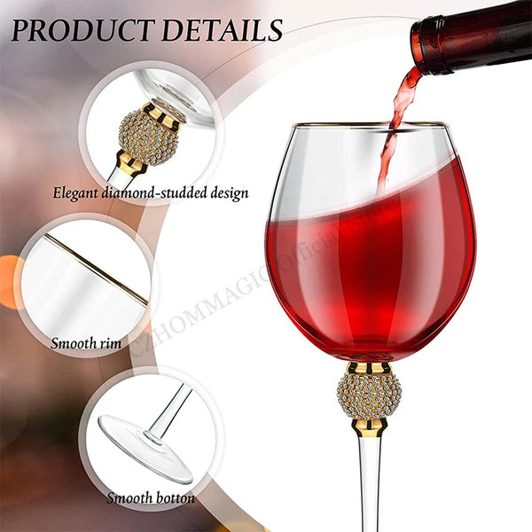 Elegant Gold-Rimmed Diamond Wine Glasses
