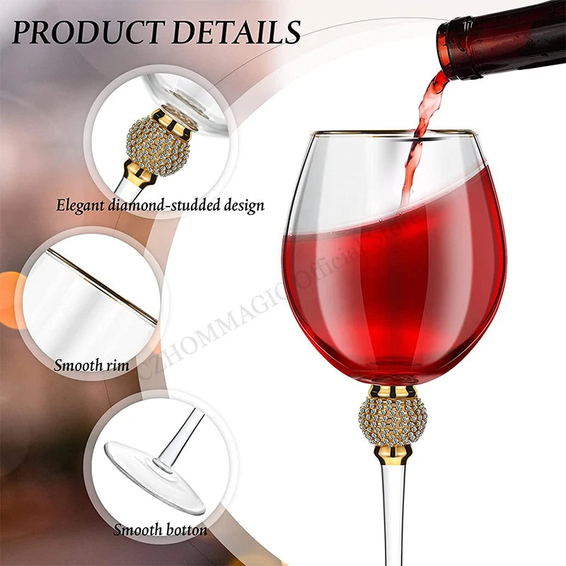 Elegant Gold-Rimmed Diamond Wine Glasses