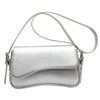 Silver vintage leather crossbody bag with a smooth flap closure