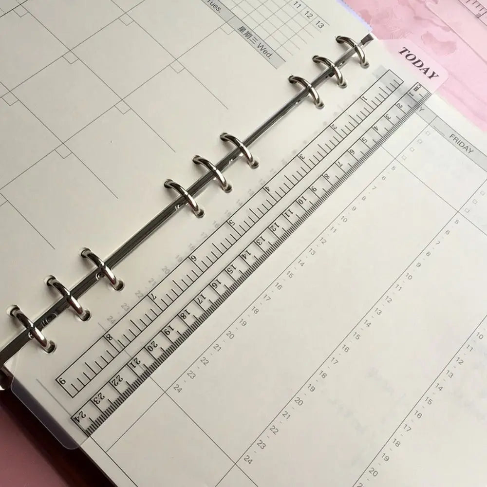 Multifunctional Transparent PVC Bookmark Ruler for Loose-Leaf Notebooks