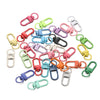 A collection of colorful alloy lobster clasp hooks for DIY jewelry making, featuring various colors like pink, green, yellow,