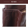 Close-up of a brown leather strap showing stitching detail for an elegant soft PU leather crossbody bag