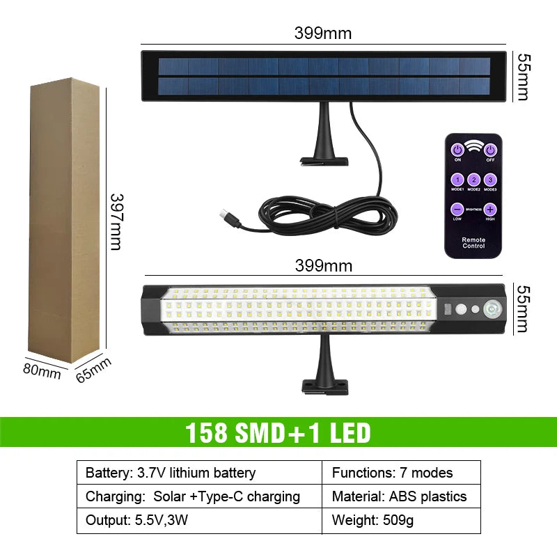 Solar Motion Sensor Security Flood Light with Remote