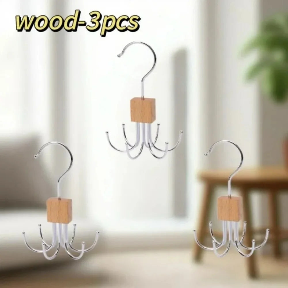 360° Rotating Multi-Hook Closet Organizer for Belts, Scarves, and Ties