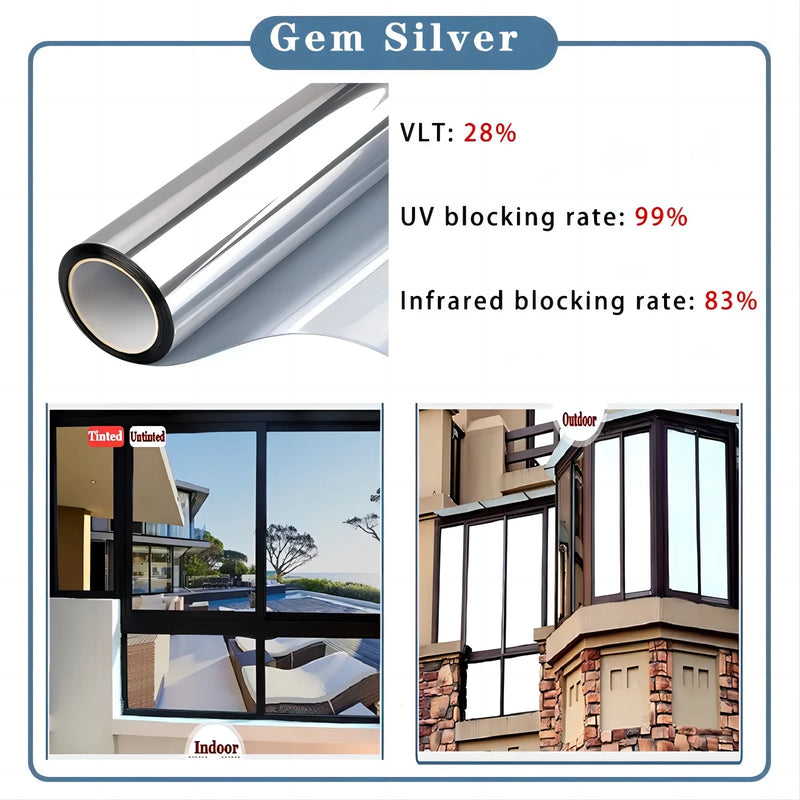 Silver Mirror One-Way Window Film