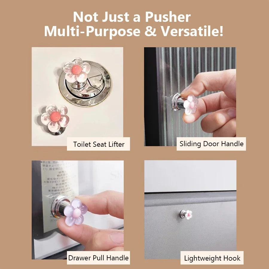 Floral Toilet Flush Button – Manicure-Friendly and Easy to Use