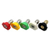 A set of five quick-connect pressure washer nozzles in various colors including red, yellow, green, white, and black.