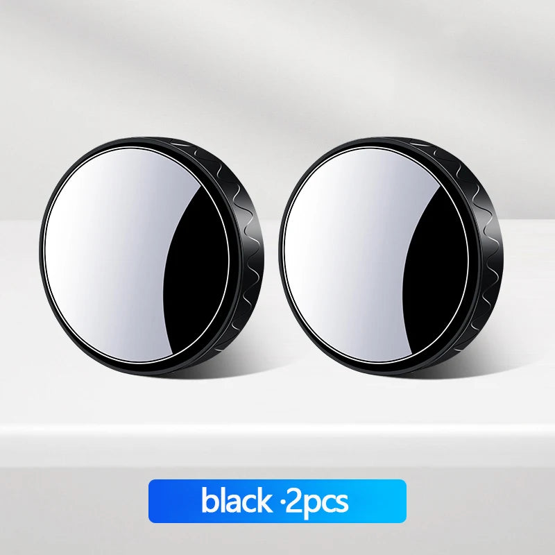 Two black 360 degree rotatable suction cup blind spot mirrors for car