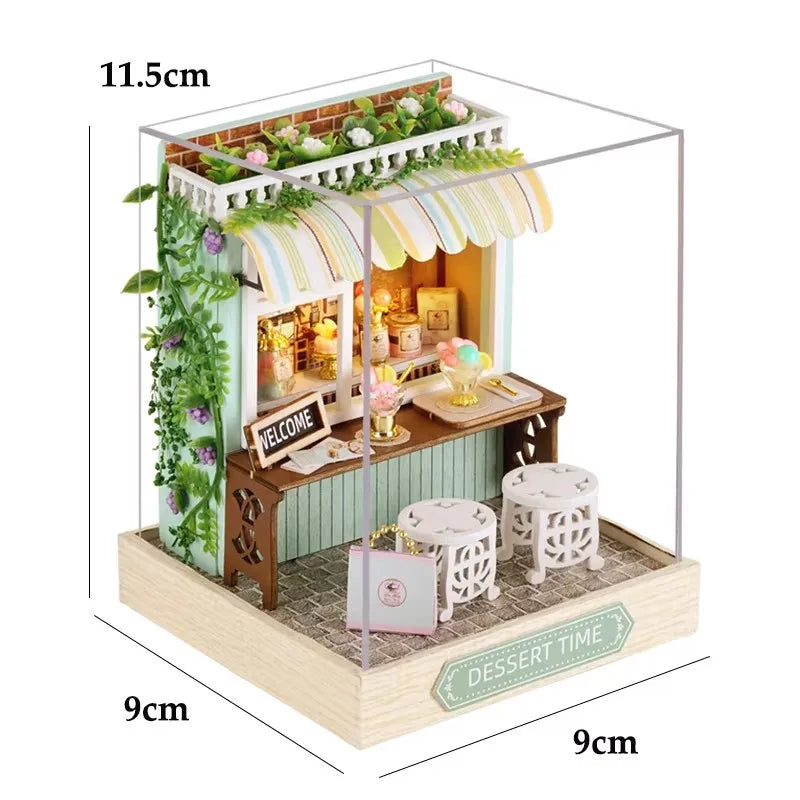 DIY Wooden Dollhouse Miniature Coffee Shop Model Kit
