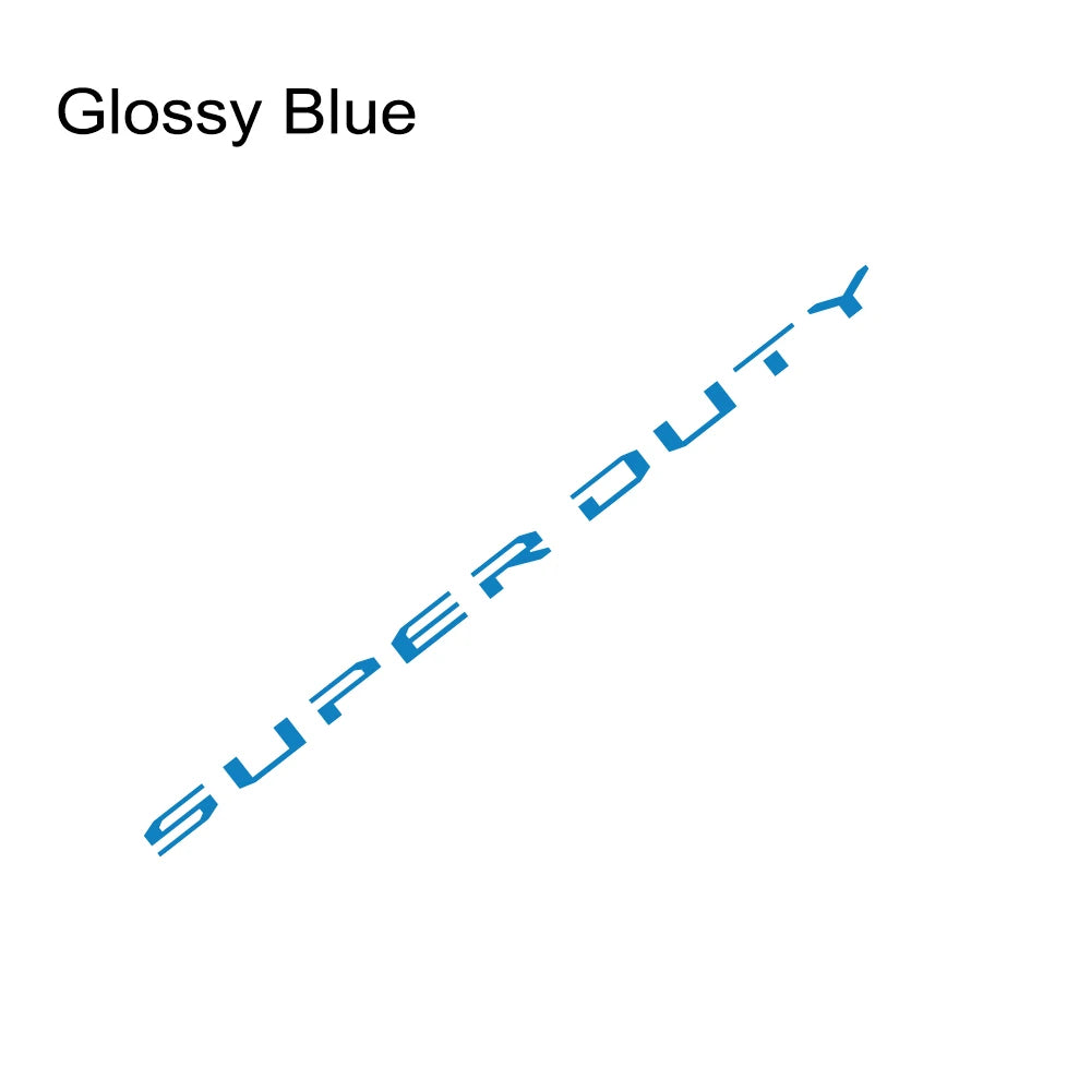 Glossy blue decal for a Ford Super Duty tailgate insert.