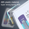 Close-up of an ABS plastic barrier shell protecting a digital battery tester with an LCD display.