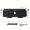 Black non-slip silicone kitchen sink mat with a drain tray and measurements.