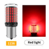 A close-up view of a red LED light bulb with a grid pattern, used for turn signals or brake lights.