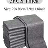 A stack of five thick gray microfiber cleaning cloths, measuring 20x30cm.