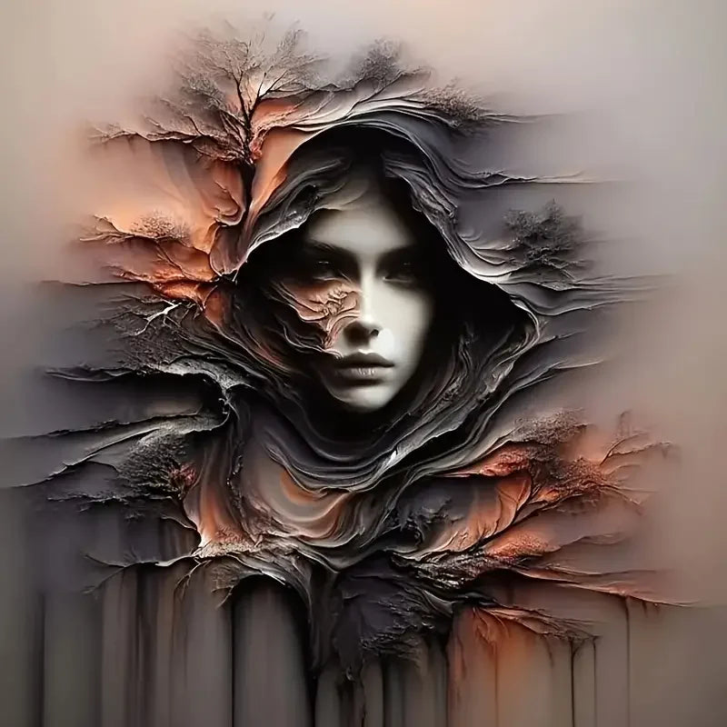 مجموعة رسم بالألماس 5D: شجرة مجردة وامرأة