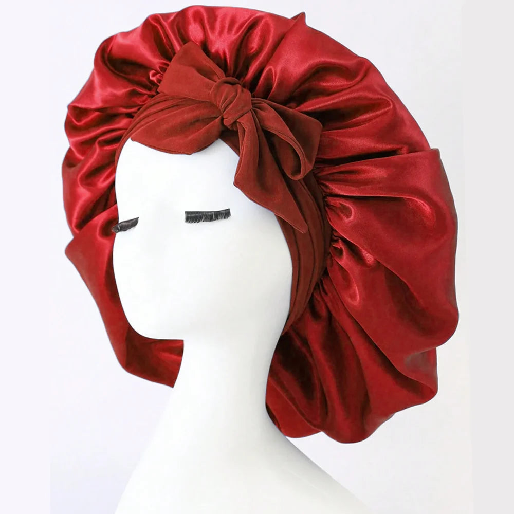 Adjustable Satin Sleep Bonnet with Tie Band