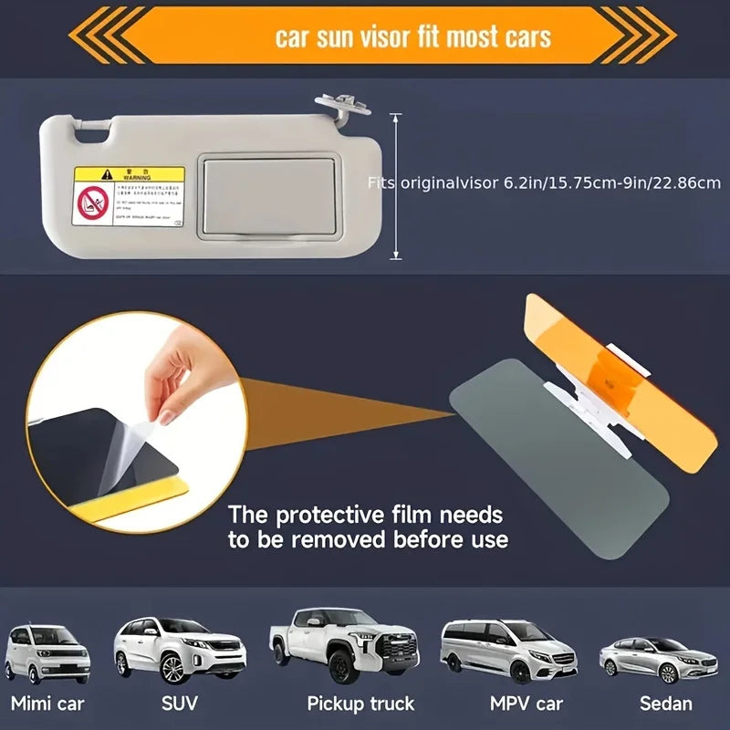 Adjustable Day & Night Anti-Glare Car Sun Visor with Extender