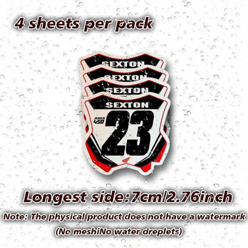 Racing Number Plate Sticker Set - 4 Pack Vinyl Decals