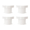 Four white bed sheet corner grippers or straps shown in different orientations.