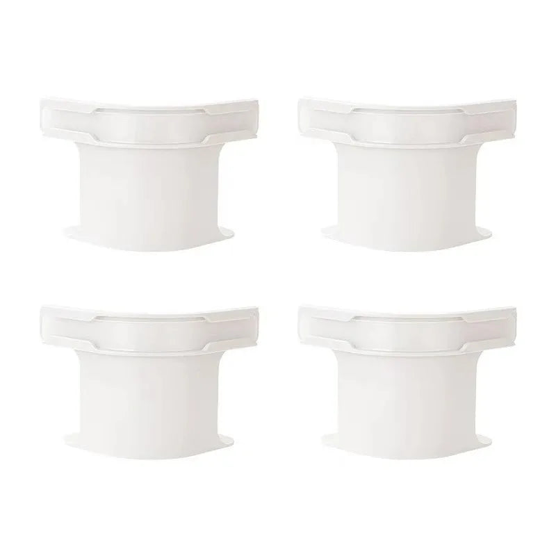 Four white bed sheet corner grippers or straps shown in different orientations.
