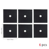 Six black square mats with white circular protectors for a gas stove.