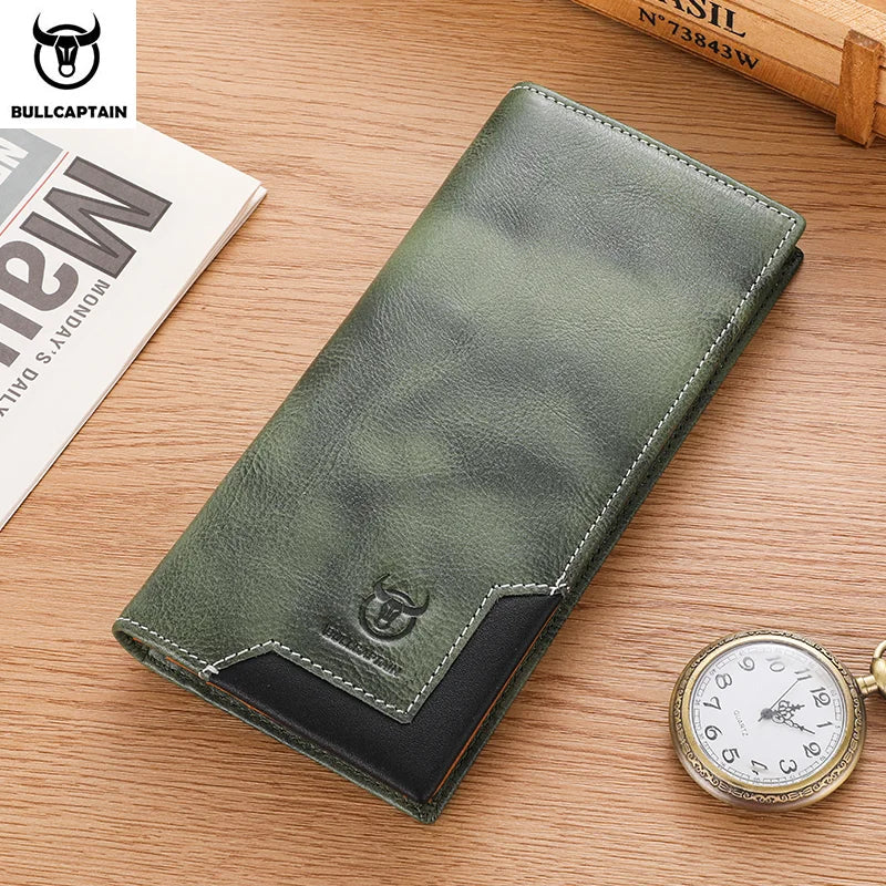 Men's Genuine Leather RFID Blocking Long Wallet with Card Holder