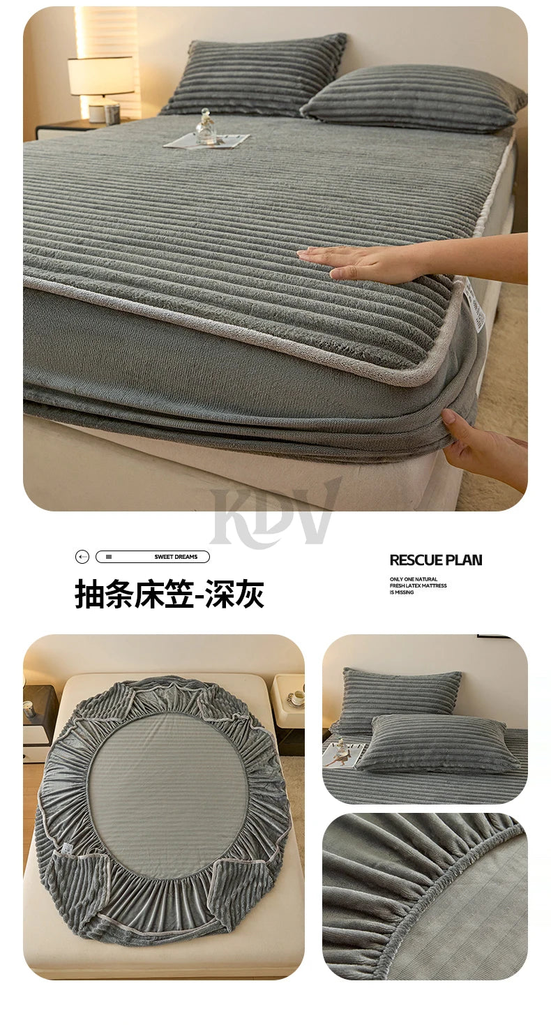 Plush Fitted Sheet Set with Pillowcases