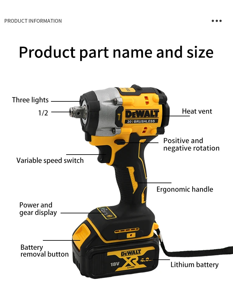 Brushless Cordless Impact Wrench with LED Light