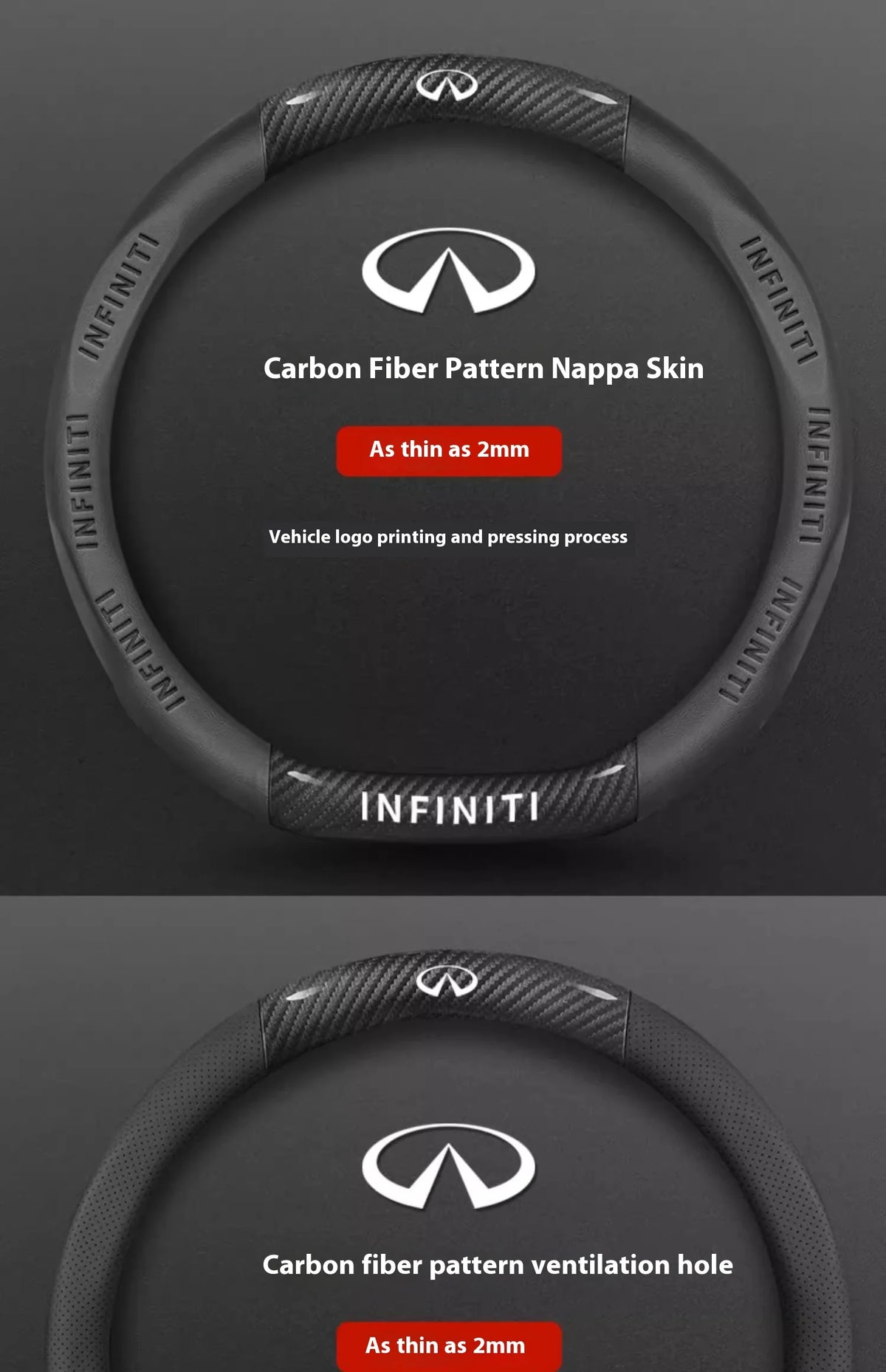 Carbon Fiber Leather Steering Wheel Cover for Infiniti Models