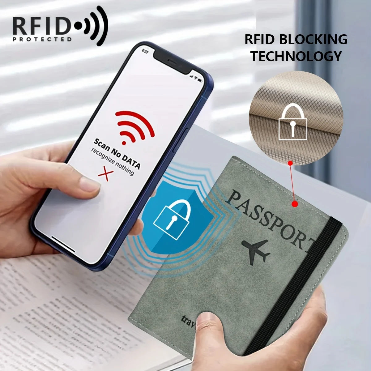 Vintage PU Travel Passport Holder with RFID Protection