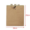 Tan tactical MOLLE dump pouch with drawstring closure and multiple attachment points