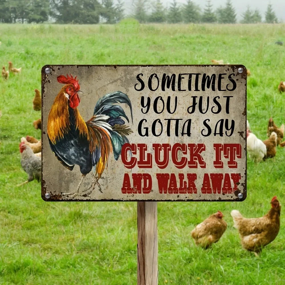 Retro Funny Chicken Farm Metal Sign for Kitchen and Coop