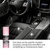 A bottle of polishing cleaner is shown in the context of a car interior, highlighting its use for simplifying car maintenance