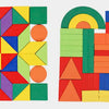 Wooden Shape Matching Puzzle Set with 102 Blocks and 48 Cards