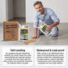 A man demonstrates the self-leveling crack sealant product on a concrete surface.