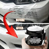 Before and after comparison showing plastic clean scratch remover polishing wax on a car surface