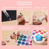 Step chart showing six steps for painting with a pen tube including unwinding, dipping pigment, and starting painting