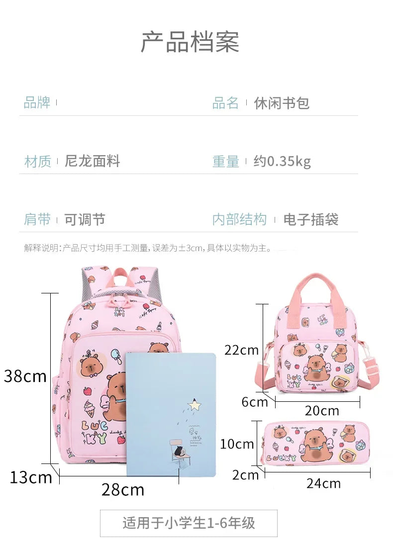 Capybara Cartoon Backpack Set for Kids