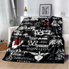 Black fleece throw blanket featuring My Chemical Romance band graphics and skulls